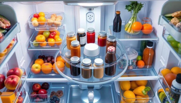 lazy susan fridge organization ideas