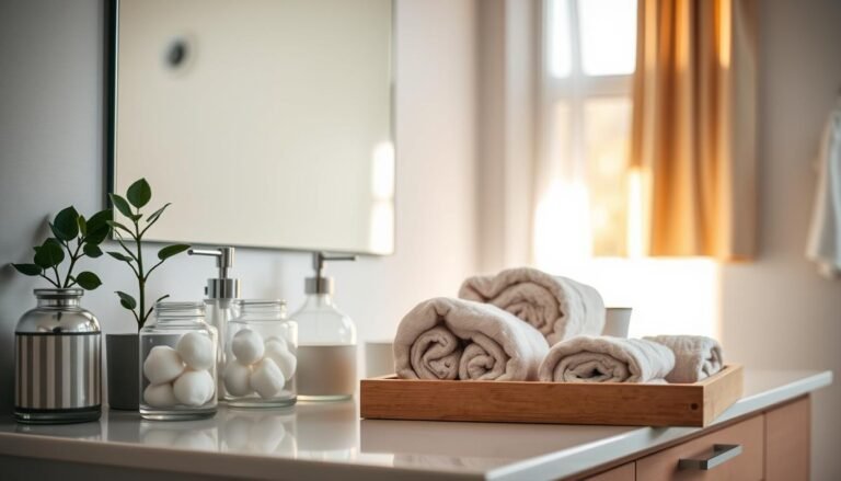 organizing bathroom counter