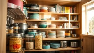 kitchen cupboard organisation